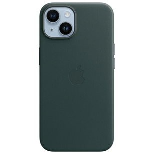Apple iPhone 14 Leather Case with MagSafe, темно-зеленый - Кожаный чехол