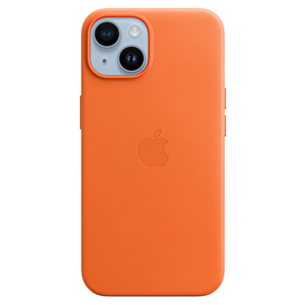 Apple iPhone 14 Leather Case with MagSafe, oranž - Nahkümbris