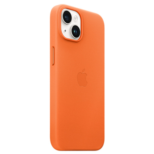 Apple iPhone 14 Leather Case with MagSafe, оранжевый - Кожаный чехол