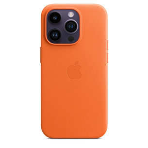 Apple iPhone 14 Pro Leather Case with MagSafe, oranž - Nahkümbris