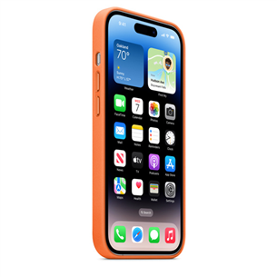 Apple iPhone 14 Pro Leather Case with MagSafe, oranž - Nahkümbris