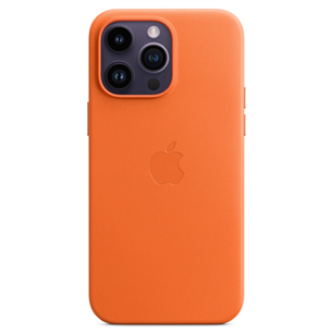 Apple iPhone 14 Pro Max Leather Case with MagSafe, oranž - Nahkümbris