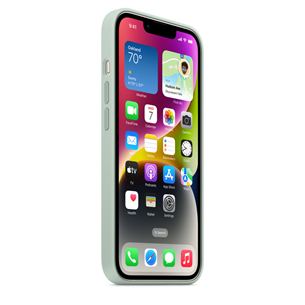 Apple iPhone 14 Silicone Case with MagSafe, светло-зеленый - Силиконовый чехол