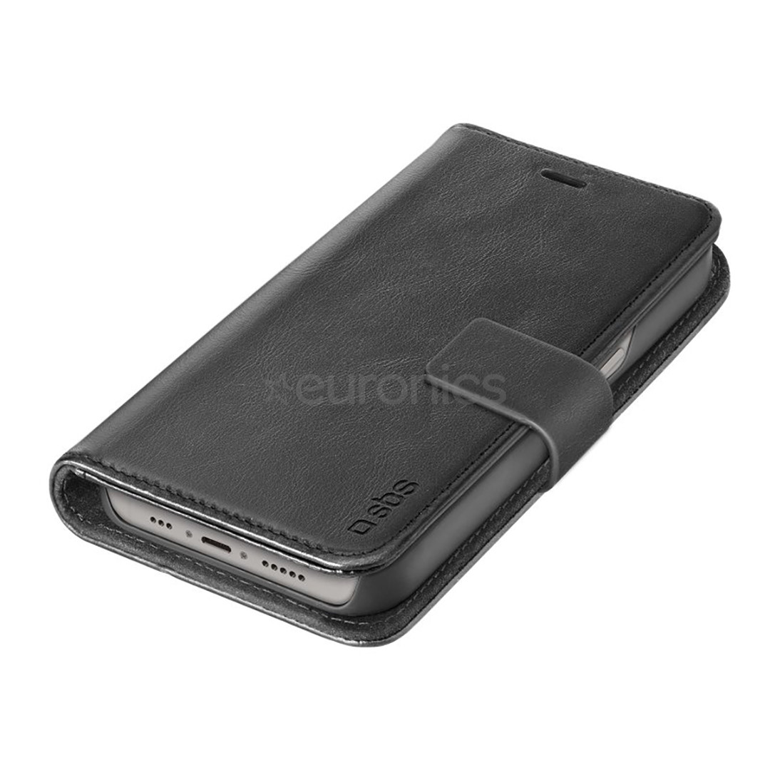 SBS Book Case, iPhone 14, кожа, черный - Чехол для смартфона