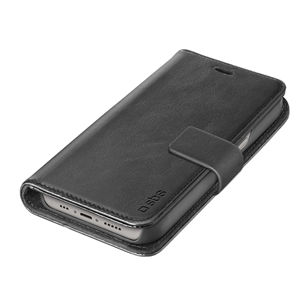 SBS Book Case, iPhone 14 Pro, leather, black - Smartphone case TEBKLEATIP1461PK