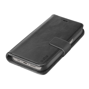 SBS Book Case, iPhone 14 Pro, leather, black - Smartphone case