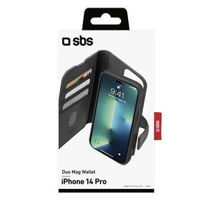 SBS Duo Mag Wallet, iPhone 14 Pro Max, black - Smartphone case,  TEBKDETIP1467PK