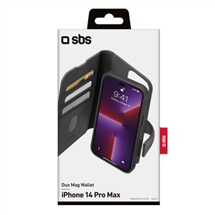 SBS Duo Mag Wallet, iPhone 14 Pro Max, must - Nutitelefoni kaaned