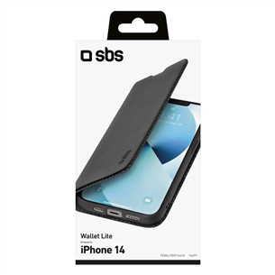 SBS Book Wallet Lite, iPhone 14, must - Telefoni kaaned