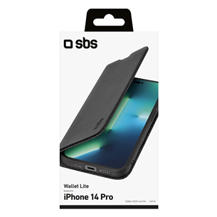 SBS Book Wallet Lite, iPhone 14 Pro, must - Telefoni kaaned