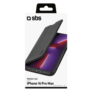 SBS Book Wallet Lite, iPhone 14 Pro Max, must - Telefoni kaaned