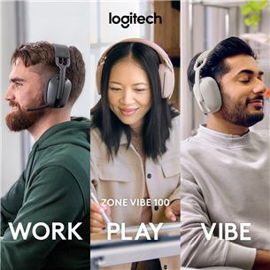 Logitech Zone Vibe 100, must - Juhtmevaba peakomplekt