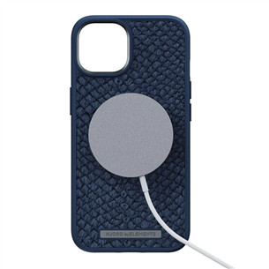 Njord byElements Salmon Leather MagSafe, iPhone 14, sinine - Nahkümbris