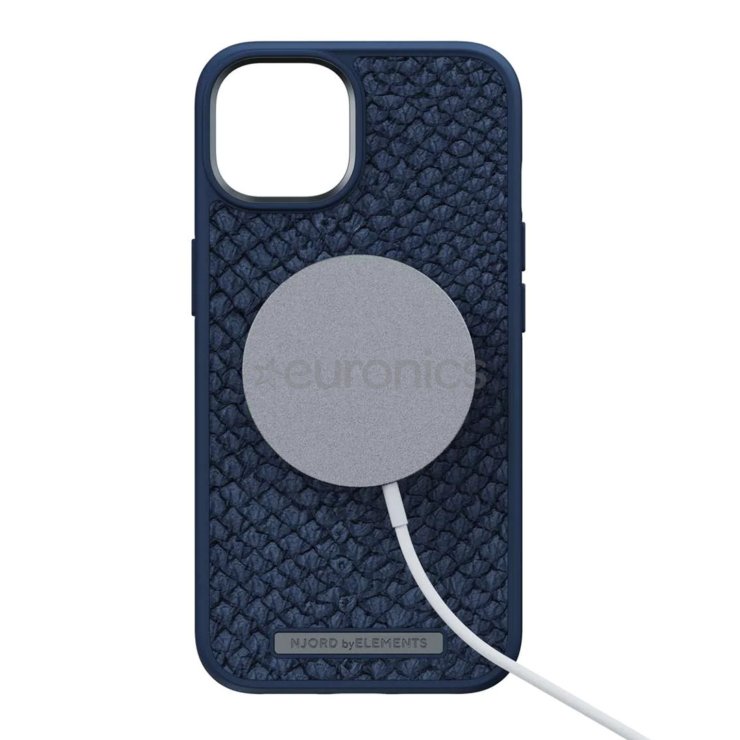 Njord byElements Salmon Leather MagSafe, iPhone 14, sinine - Nahkümbris