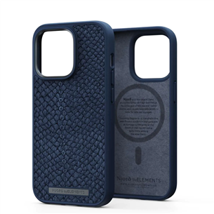 Njord byElements Salmon Leather MagSafe, iPhone 14 Pro, sinine - Nahkümbris