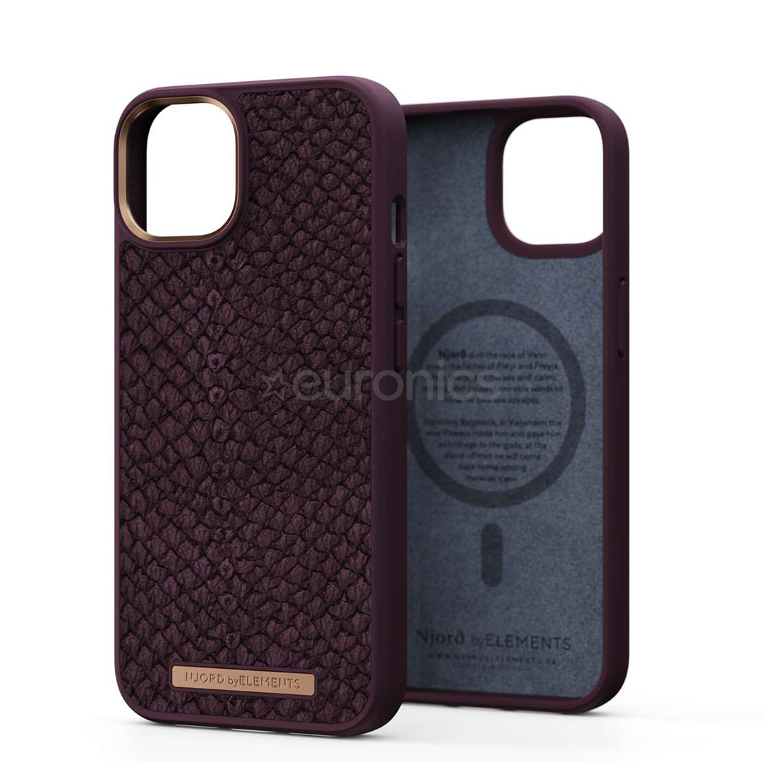Njord byElements Salmon Leather MagSafe, iPhone 14, коричневый - Кожаный чехол