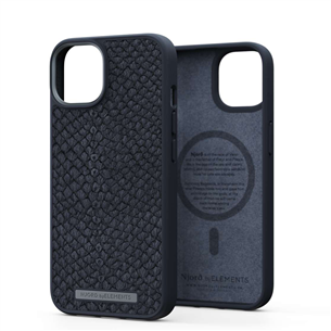 Njord byElements Salmon Leather MagSafe, iPhone 14, black - Case NA41SL00