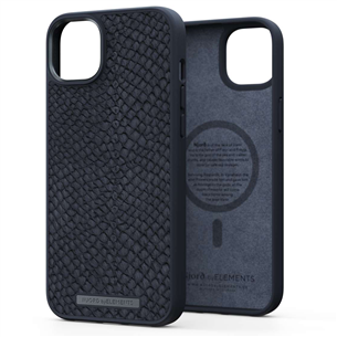 Njord byElements Salmon Leather MagSafe, iPhone 14 Plus, черный - Кожаный чехол