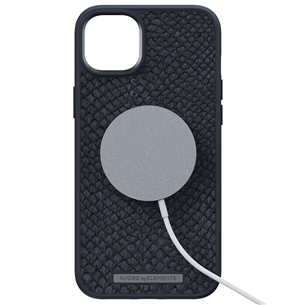 Njord byElements Salmon Leather MagSafe, iPhone 14 Plus, черный - Кожаный чехол