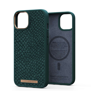 Njord byElements Salmon Leather MagSafe, iPhone 14, green - Case