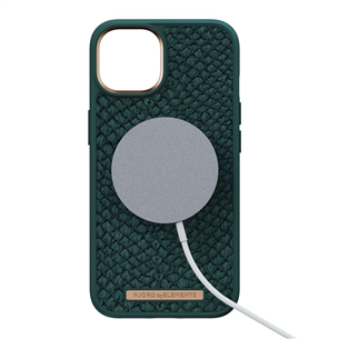 Njord byElements Salmon Leather MagSafe, iPhone 14, green - Case