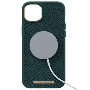 Njord byElements Salmon Leather MagSafe, iPhone 14 Plus, зеленый - Кожаный чехол