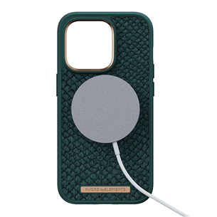 Njord byElements Salmon Leather MagSafe, iPhone 14 Pro, roheline - Nahkümbris