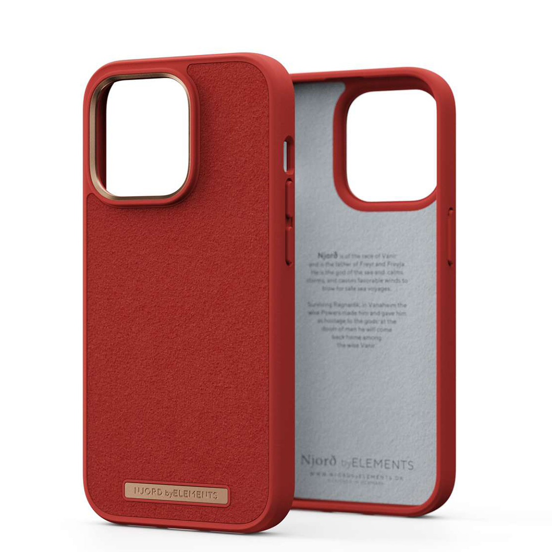 Njord byElements Suede Comfort+, iPhone 14 Pro, punane - Ümbris