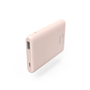 Hama SLIM 5HD, 5000 mAh, USB-A, pink - Power pack 00201664