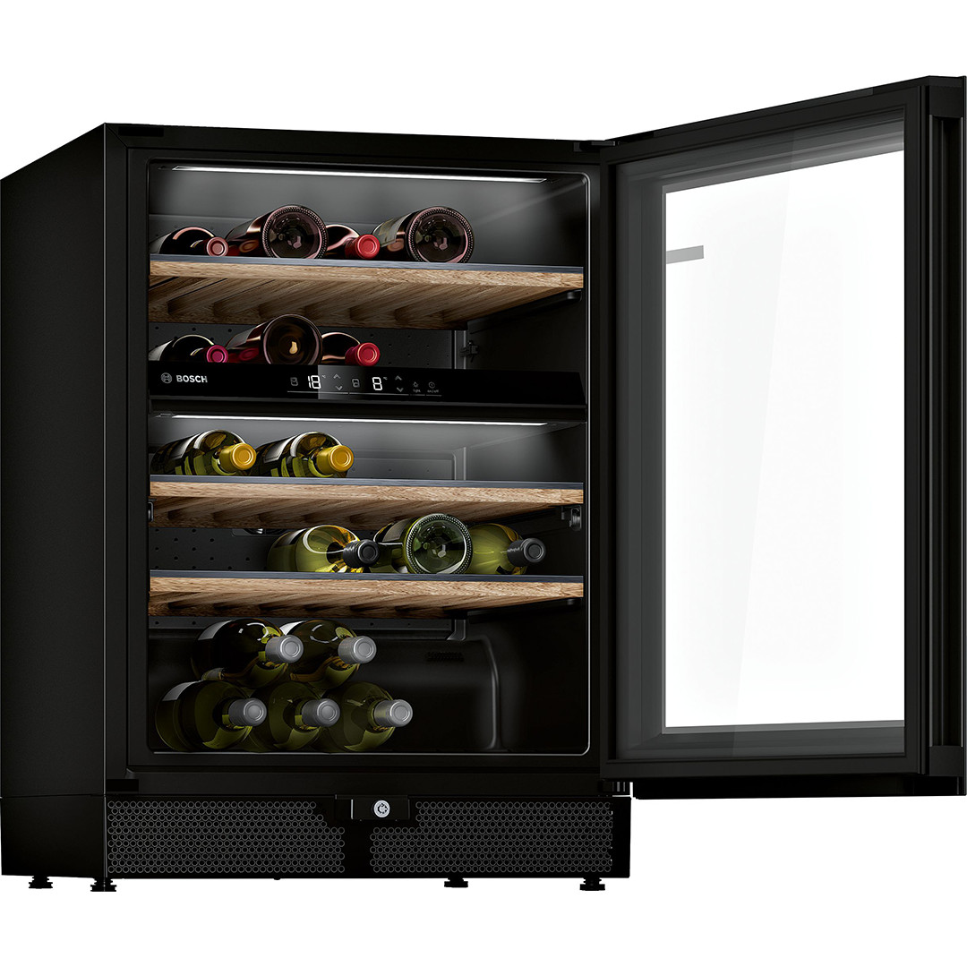 Bosch seeria 6, 44 pudelit, kõrgus 82 cm, must - Veinikülmik