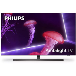 Philips OLED857, 65'', 4K UHD, OLED, jalg keskel, hall - Teler