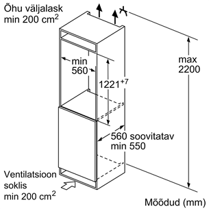 Bosch Serie 2, 204 L, height 123 cm - Built-in Cooler