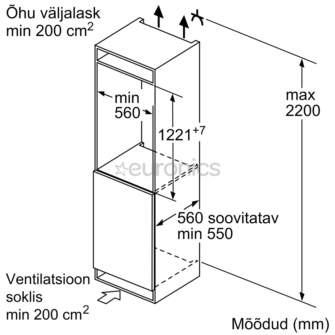 Bosch Serie 2, 204 L, height 123 cm - Built-in Cooler