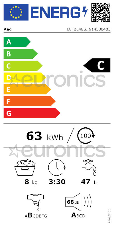 Built In Washing Machine Aeg 8 Kg L8fbe48si Euronics