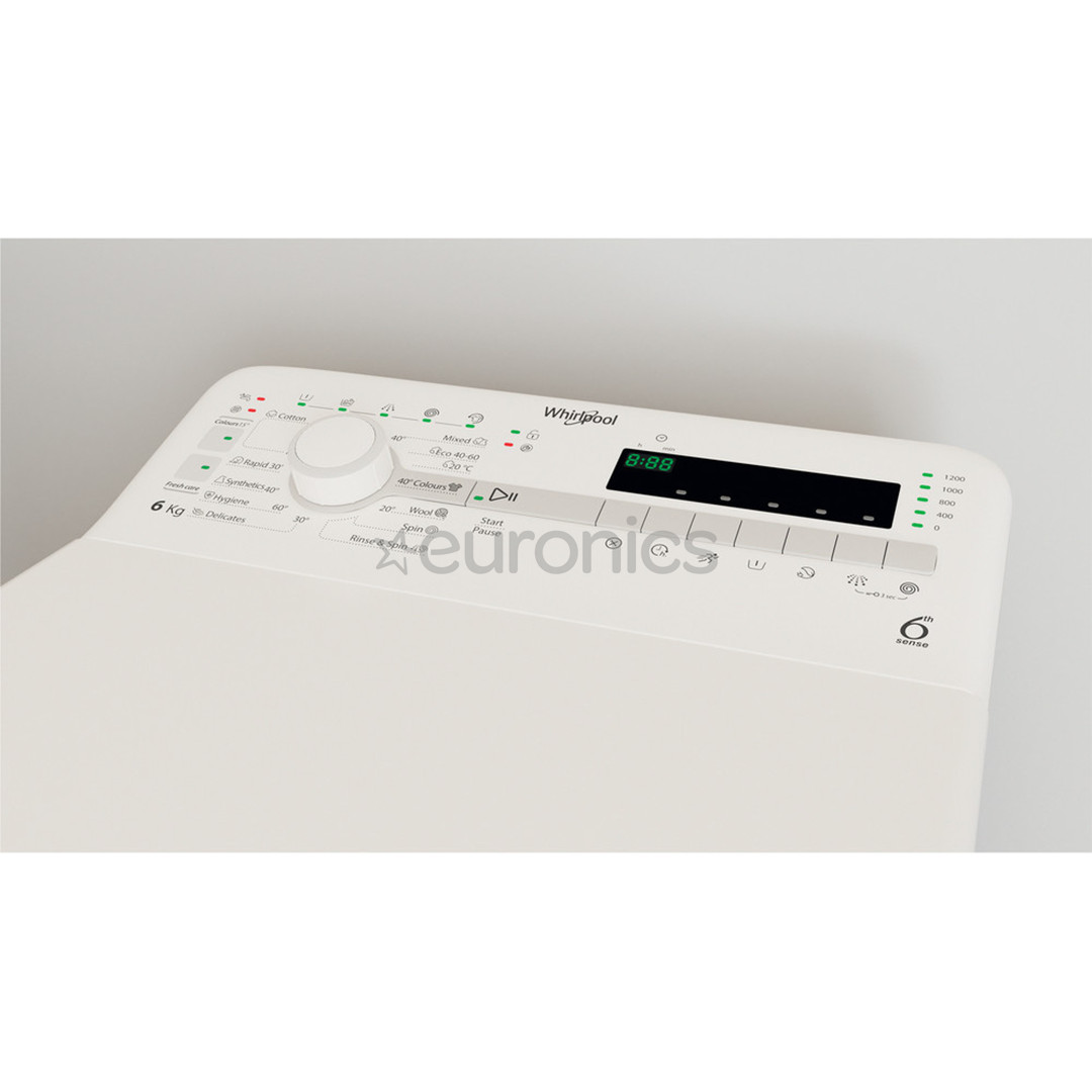 Whirlpool, 6 кг, глубина 60 см, 1200 об/мин - Стиральная машина с верхней загрузкой