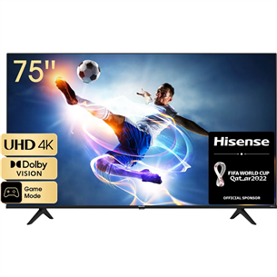 Hisense A6BG, LED LCD, UHD 4K, 75'', feet stand, black - TV 75A6BG