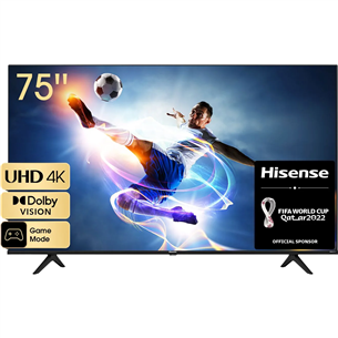 Hisense A6BG, 75'', 4K UHD, LED LCD, feet stand, black - TV