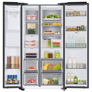 Samsung, Family Hub, 614 L, height 178 cm, black - SBS Refrigerator