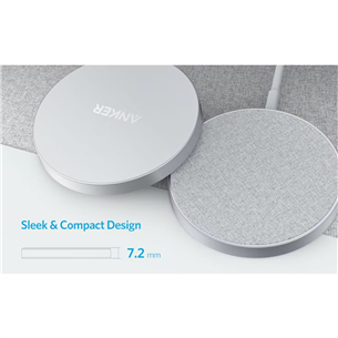 Anker PowerWave II Magnetic Pad, 7.5 W, fabric, silver - Wireless charging pad