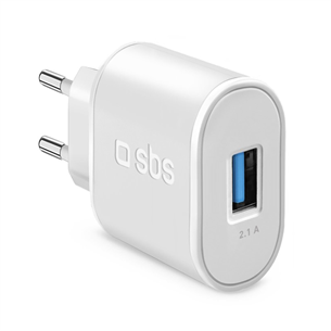 SBS Travel Charger, USB-A, 10 W, valge - Vooluadapter TETR1USB2AWFAST