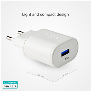 SBS Travel Charger, USB-A, 10 W, valge - Vooluadapter