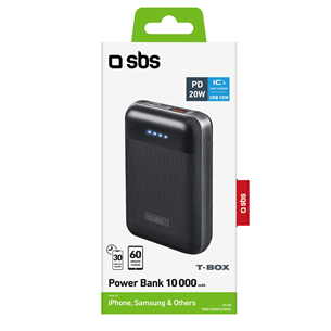 SBS Power Delivery 20W, 10 000 mAh, must - Akupank