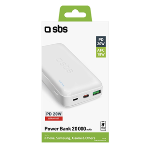 SBS Multi-port, 20 W, 20 000 mAh, valge - Akupank