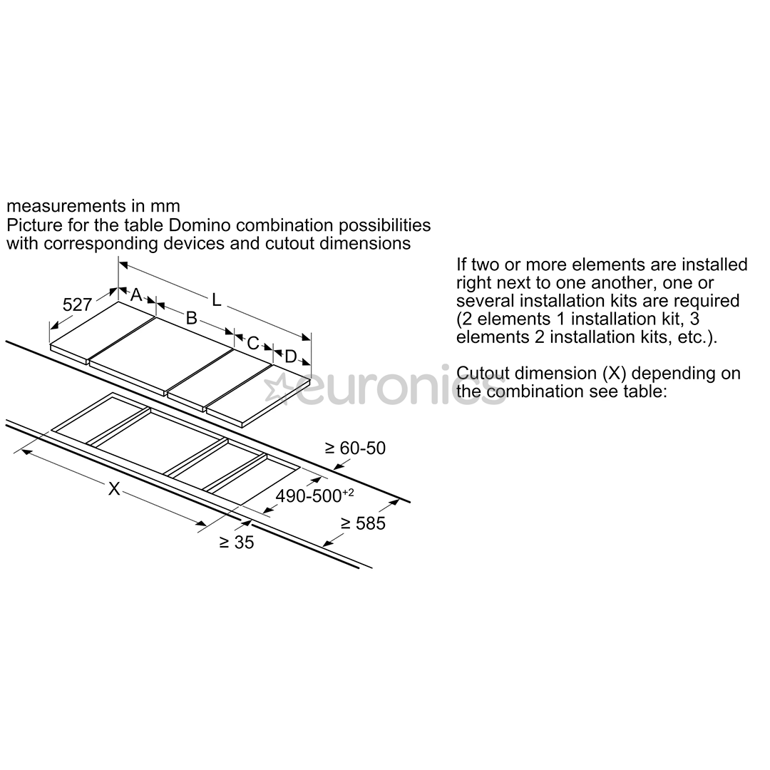Bosch Domino, 1 keeduala, laius 30,6 cm, must - Integreeritav gaasipliidiplaat