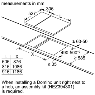 Bosch Domino, 1 keeduala, laius 30,6 cm, must - Integreeritav gaasipliidiplaat