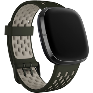 Fitbit Sense & Versa 3, Sport Band, большой, темно-зеленый/бежевый - Ремешок для часов FB174SBGNWTL