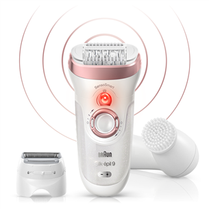 Braun Silk-epil 9 SensoSmart, valge - Epilaator + Näopuhastushari