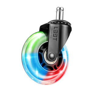 EL33T Rubber Casters, 3", RGB, 5tk, must - Mänguritooli rattad