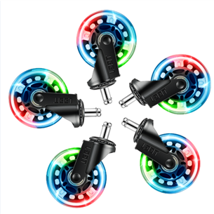 EL33T Rubber Casters, 3", RGB, 5pc, black - Gaming chair wheels