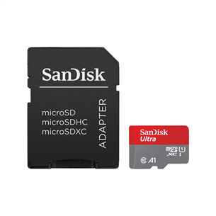 SanDisk Ultra microSDXC, 256 ГБ, серый - Карта памяти MicroSDXC с SD-адаптером